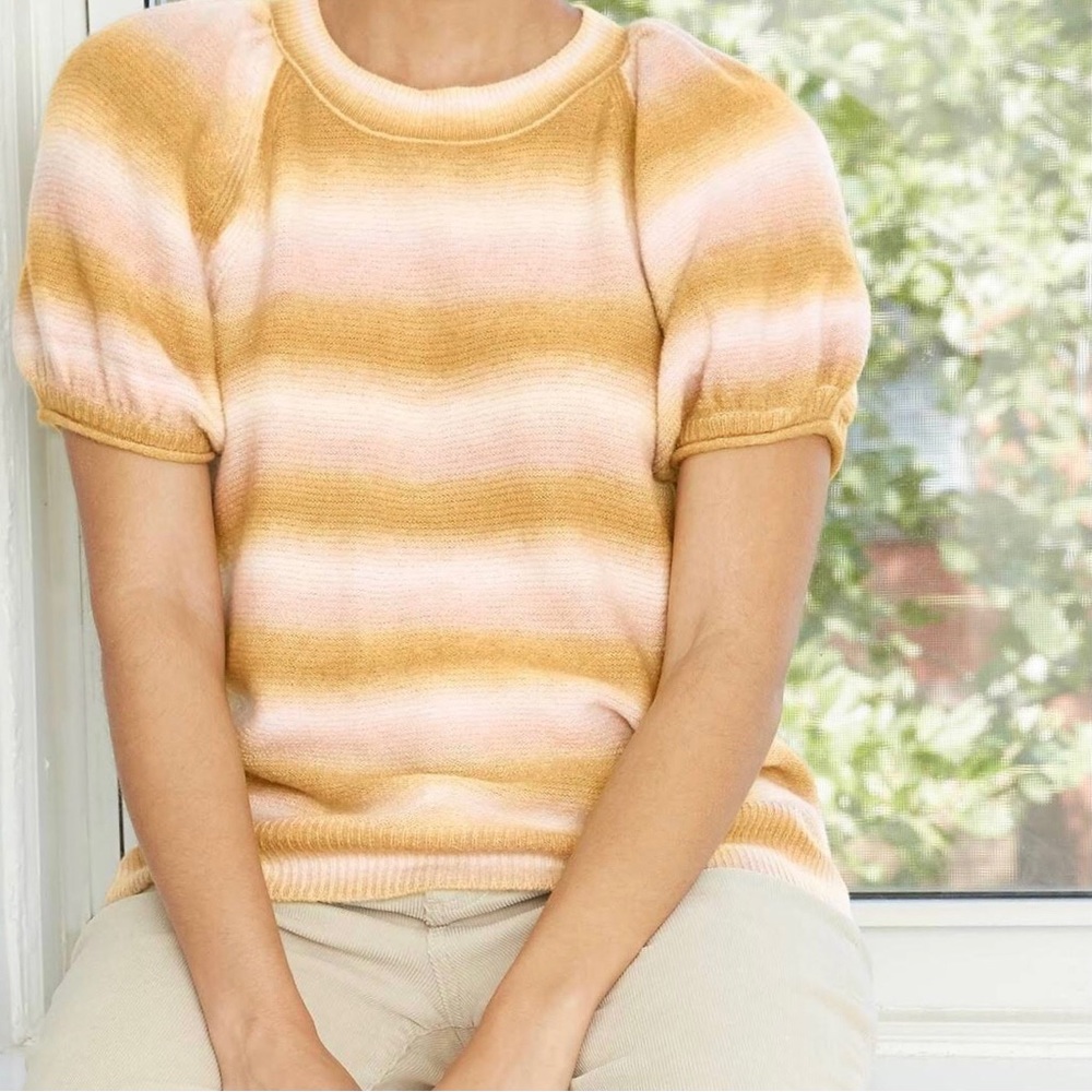 UNIVERSAL THREADS Crewneck Pullover Puff Short Sleeve Ombré Knit Top Sweater